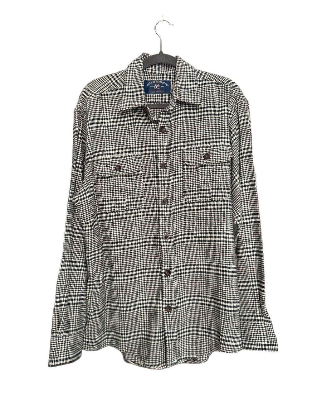 Vintage Bills Khakis Houndstooth Plaid Flannel Shirt Size Large